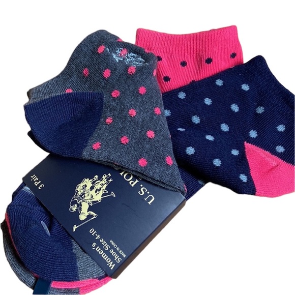 New U.S. Polo Assn. Three pairs Low Cut Polka Dot women socks Shoe size 4-10 - Picture 1 of 7